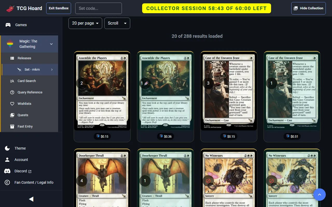Owned copies shown on a card grid.