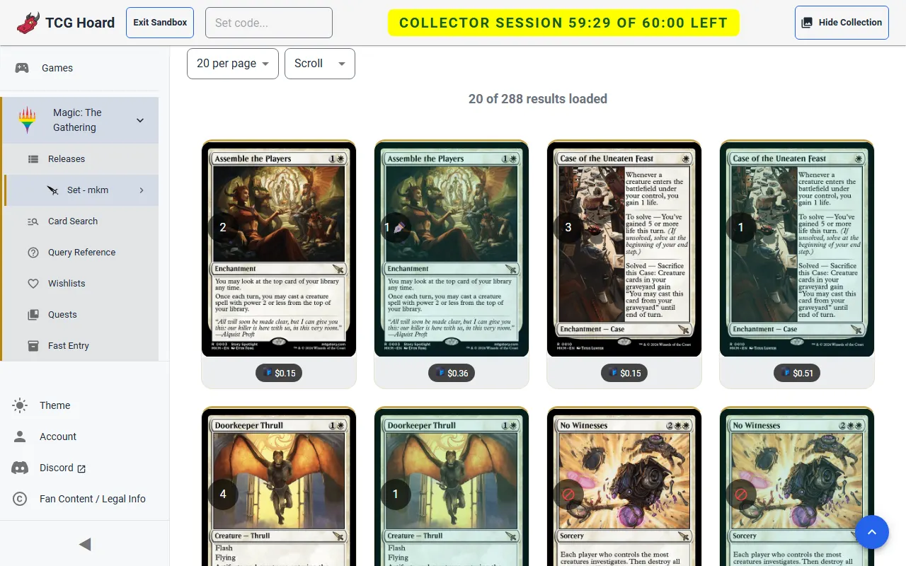 Owned copies shown on a card grid.
